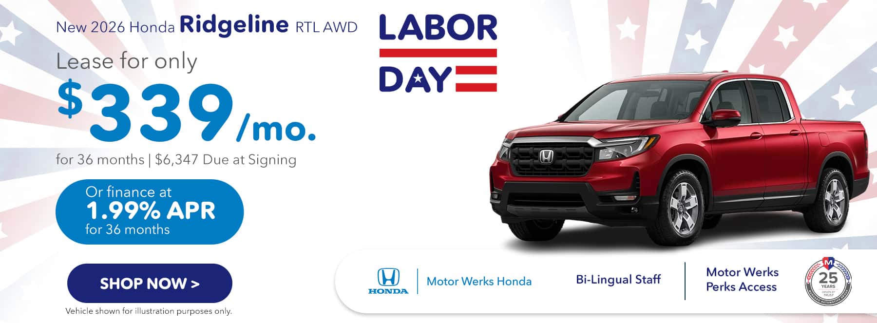 2026 Honda Ridgeline RTL AWD at Motor Werks Honda in Barrington