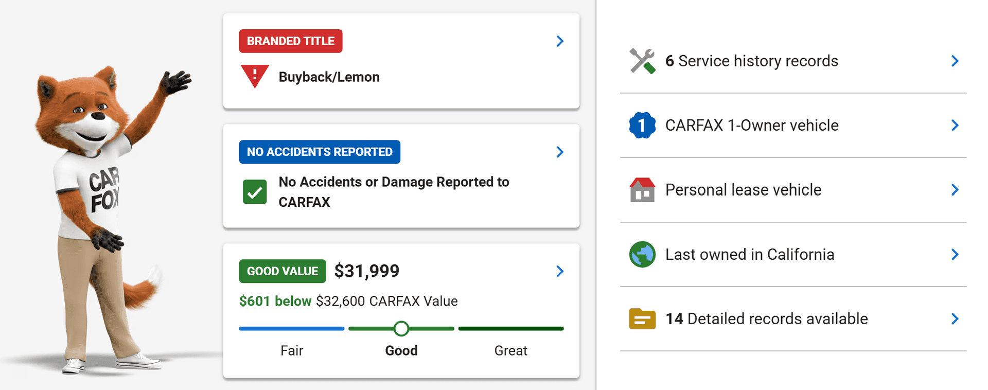 Carfax Title Brand Example