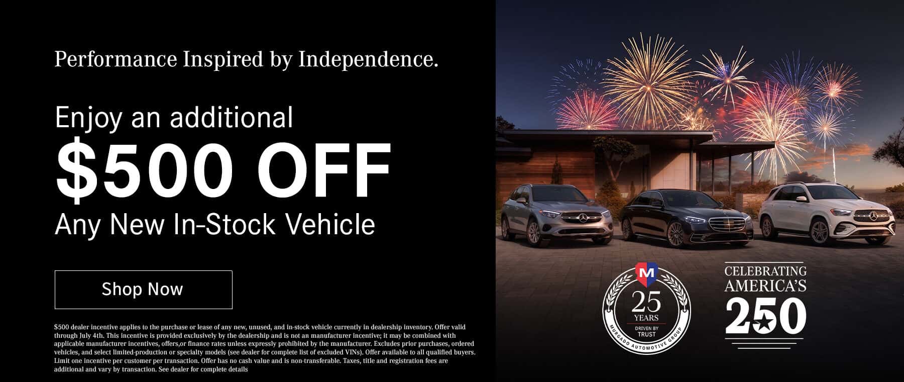 $500 off any in-stock new vehicle at Mercedes-Benz of Barrington