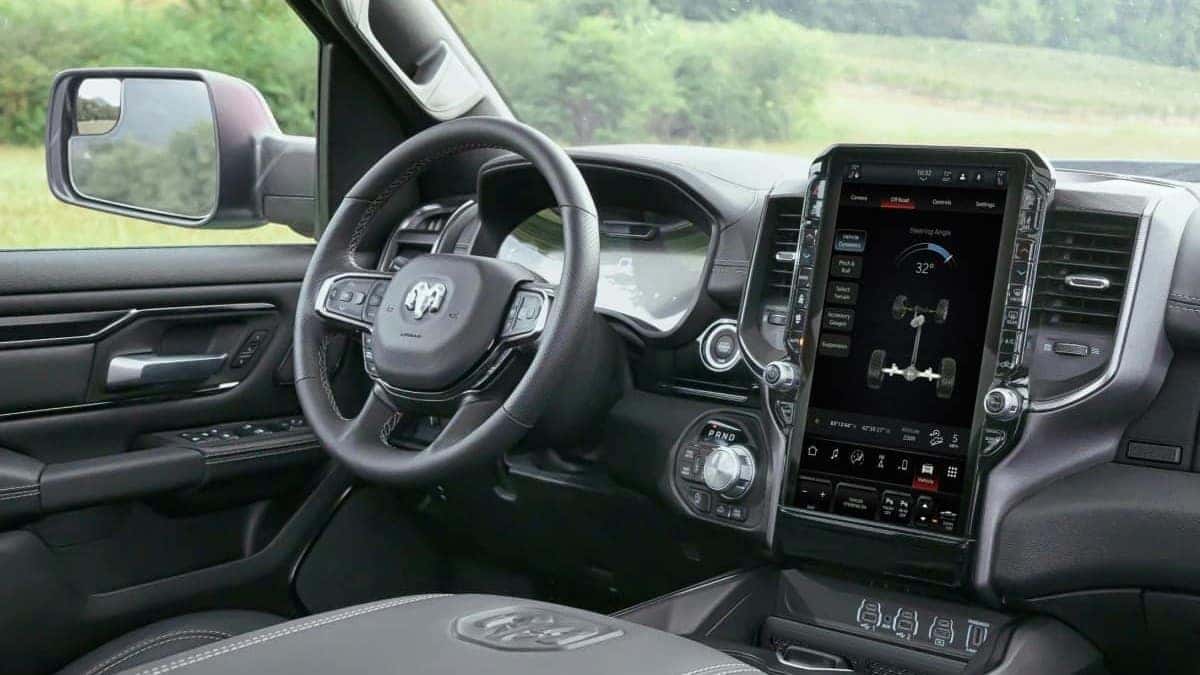 2026 Ram 1500 Uconnect touchscreen showing off-road vehicle dynamics