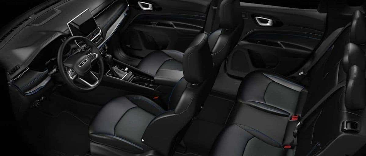 2026 Jeep Compass Limited interior showing front and rear leatherette seating