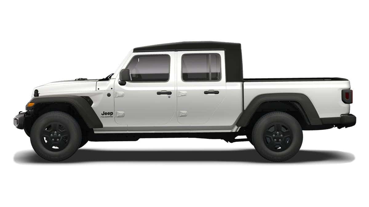 2026 Jeep Gladiator crew cab in white, side profile