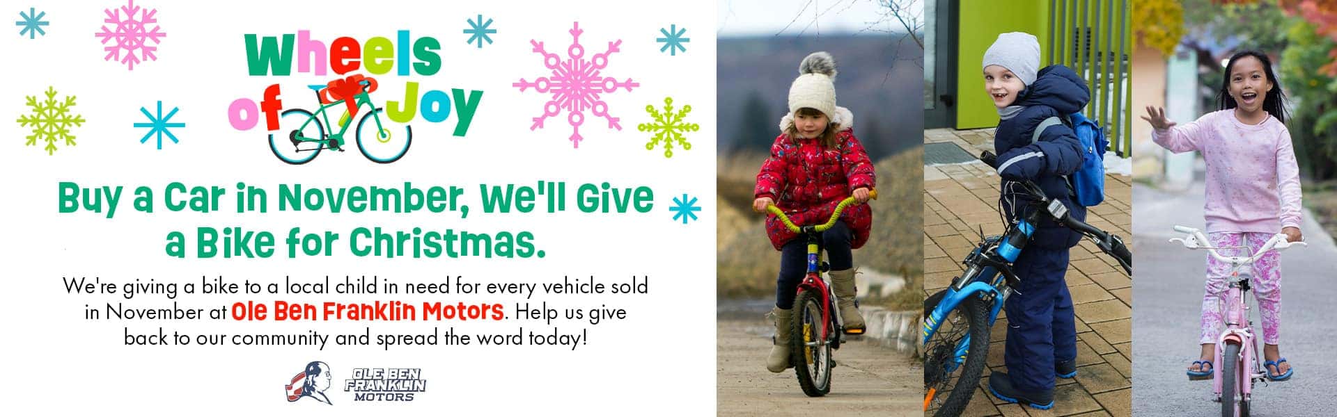 Wheels of Joy - Ole Ben's Bike Giveaway Program