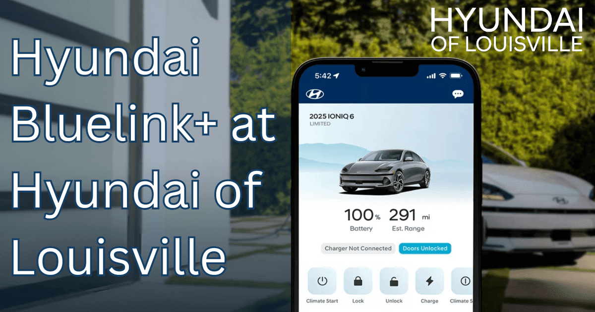 2025 Hyundai IONIQ 6 dashboard with smartphone showing Hyundai Bluelink+ app features