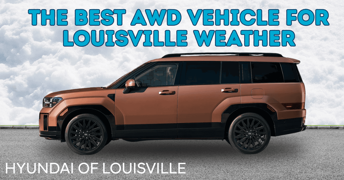 Hyundai Santa Fe AWD driving on snowy Louisville streets
