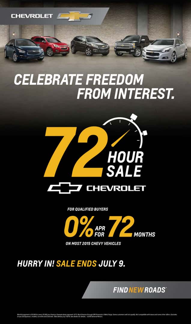 Chevrolet 72 Hour Sales Event at Quirk Chevrolet in Braintree MA