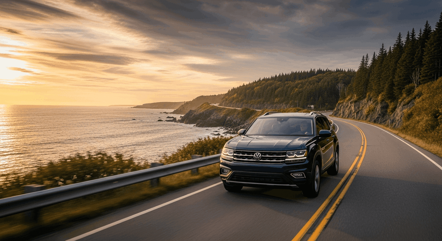 Volkswagen Atlas on a coastal road