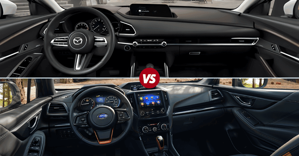 interior comparison - Mazda CX-30 vs. Subaru Crosstrek