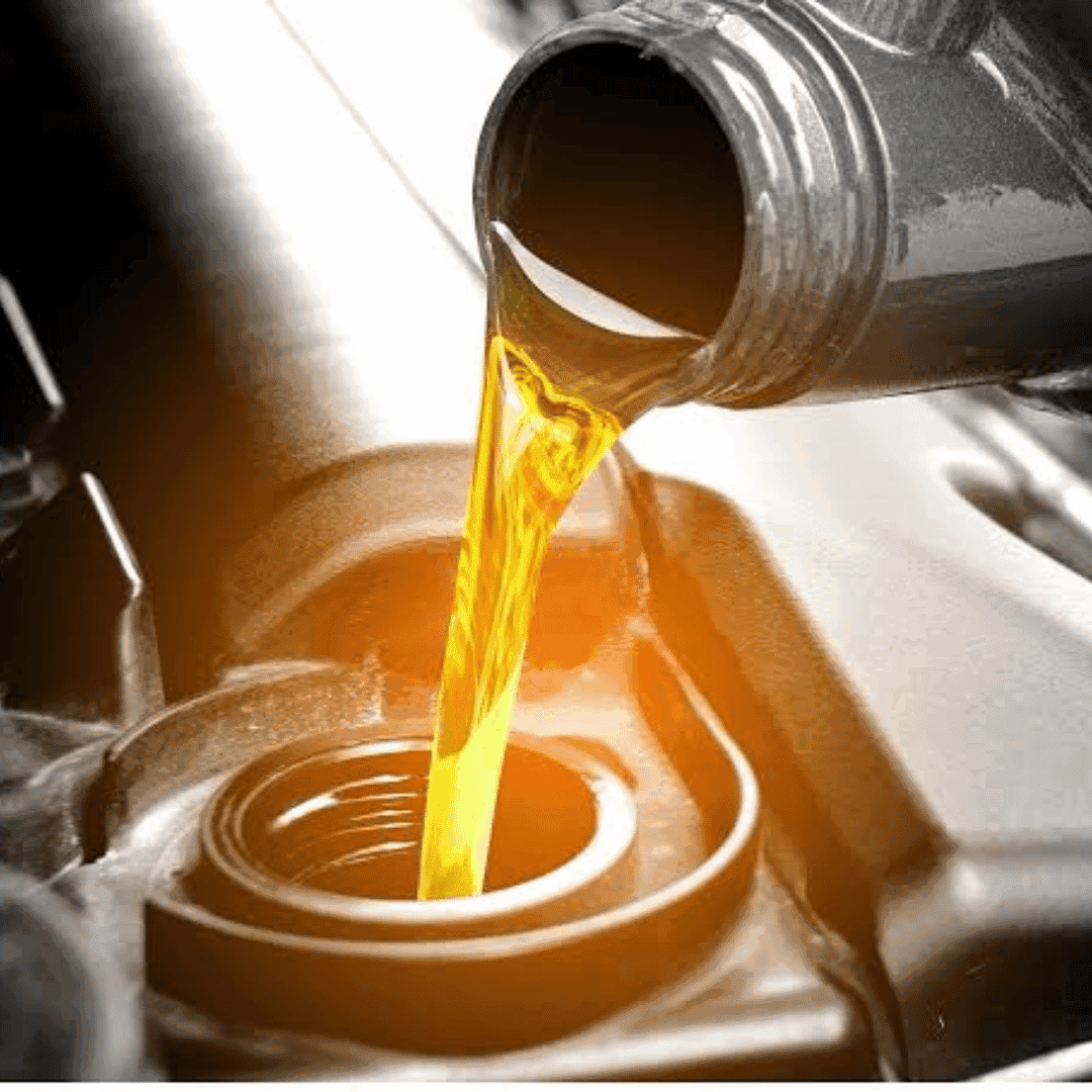 Oil Change in Indianapolis - square image of oil being poured into engine