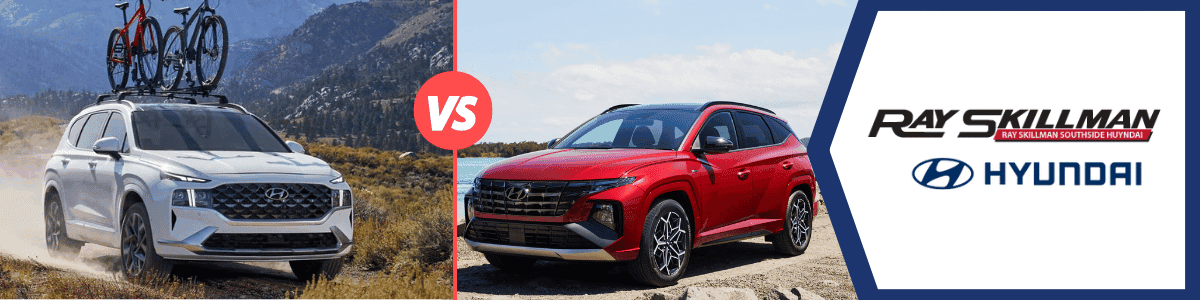 Comparing Hyundai SUVs Santa Fe v Tucson - banner