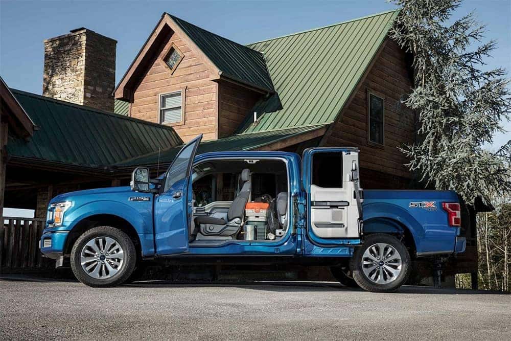 2019 Ford F-150 Parked Outside with Inside Cargo Area Loaded