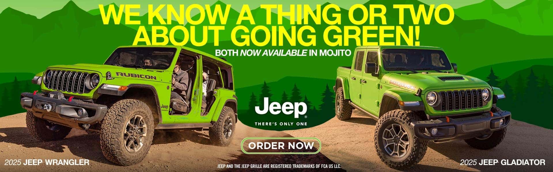2025 Wrangler & Gladiator. Available in color Mojito.