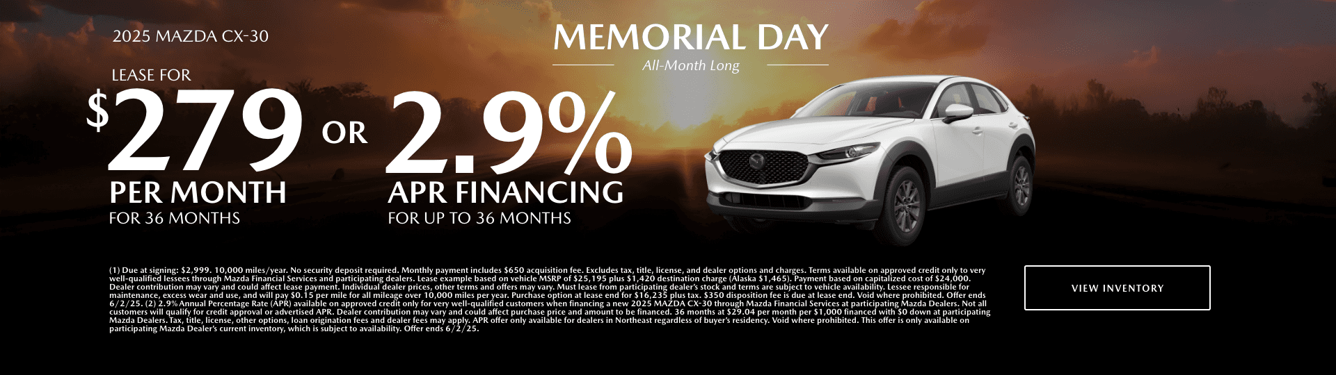 SaffordBrownMazdaAlexandria_Banners_1920x540_MemorialDayOffers_25-05-24502_CX30&#8211;1-