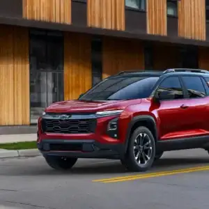 2026 Chevrolet Equinox Red Tintcoat at stop sign
