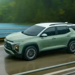 2026 Chevrolet Equinox Cacti Green with Summit White roof driving