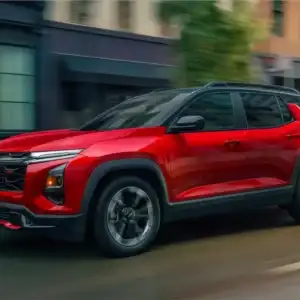 2026 Chevrolet Equinox Red Tintcoat in motion