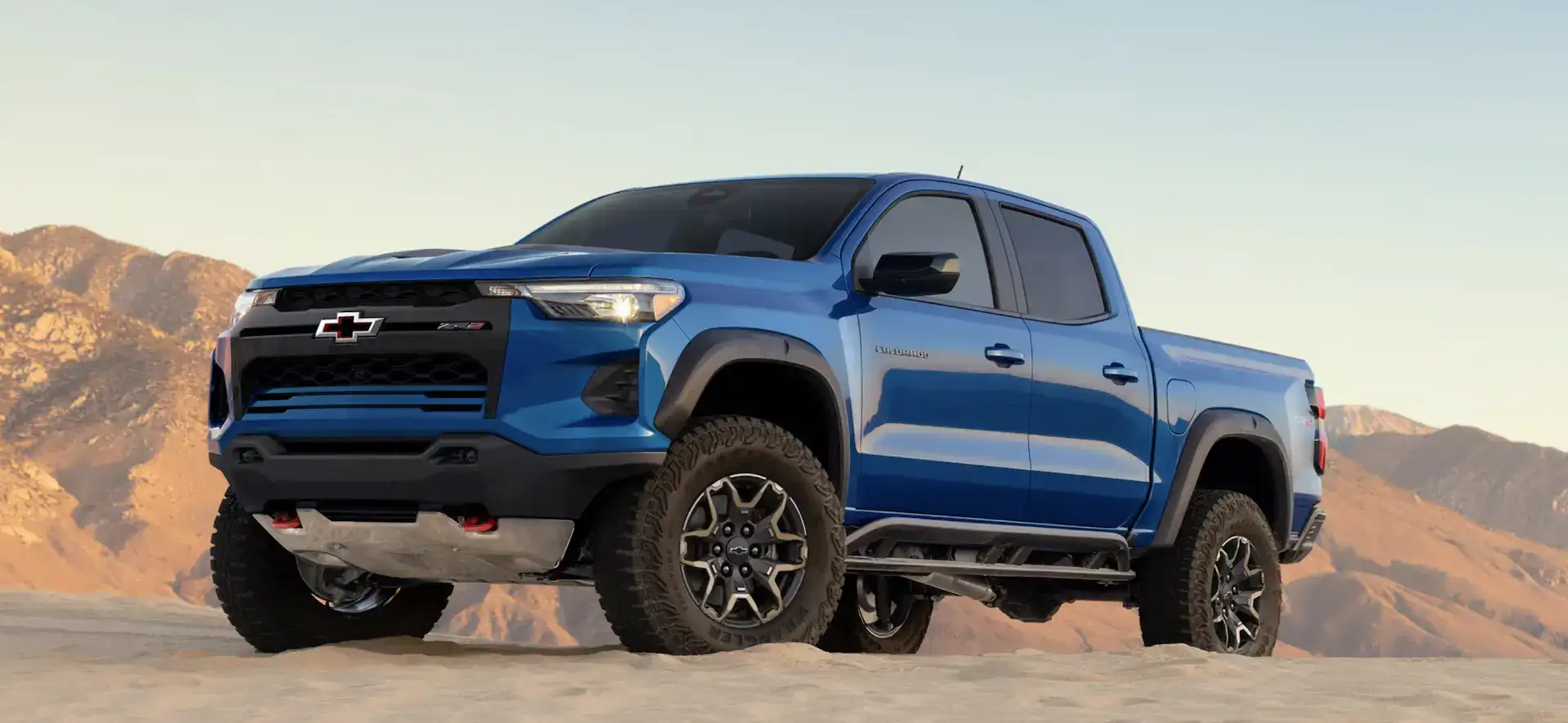 2026 Chevrolet Colorado ZR2 Reef Blue Metallic in the mountains