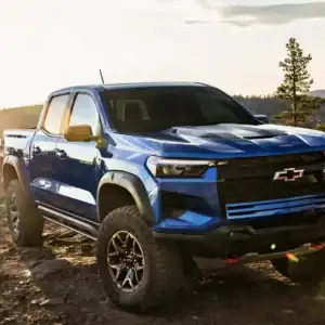 2026 Chevrolet Colorado ZR2 Reef Blue Metallic in the mountains