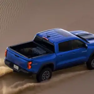 2026 Chevrolet Colorado ZR2 Reef Blue Metallic top view on sand