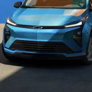 2027 Chevrolet Bolt Marina Blue Metallic grille and headlights