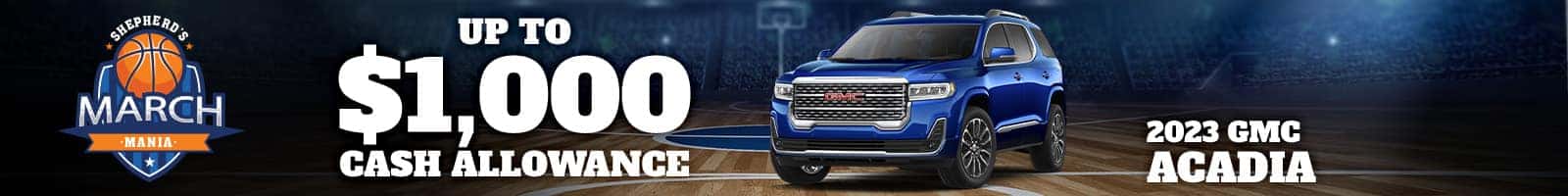 Cash Allowance on New GMC Acadia near Kendallville, Indiana
