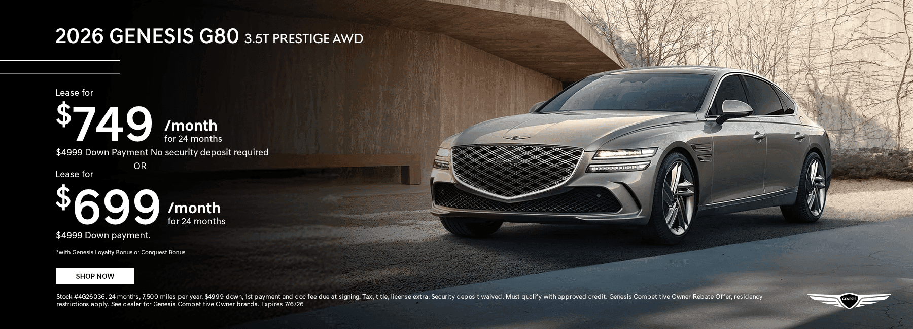 2026 Genesis G80 3.5T Prestige AWD