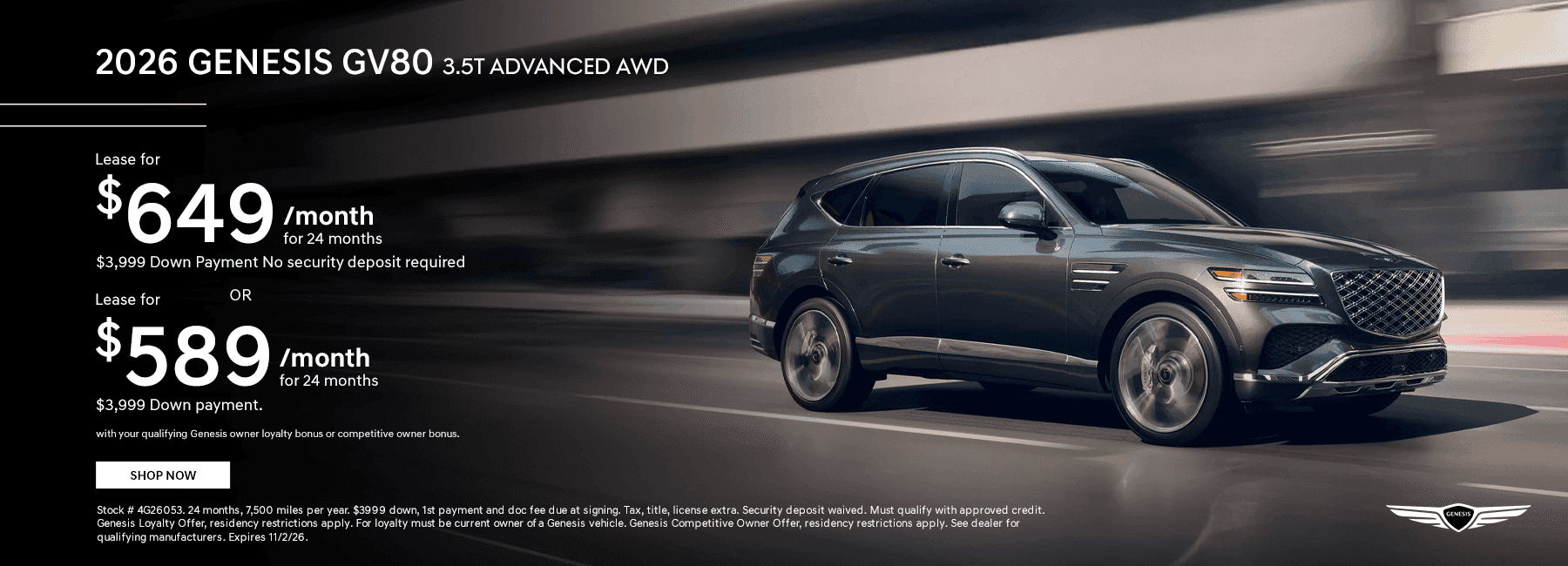 2026 Genesis GV80 3.5T Advanced AWD