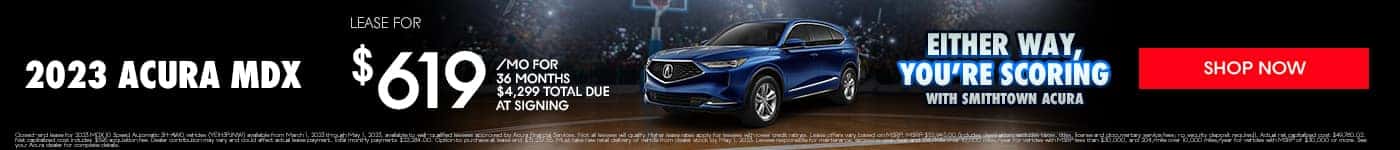 2023 Acura MDX Lease for $619/mo for 36 Months $4,299 Total Due at Signing