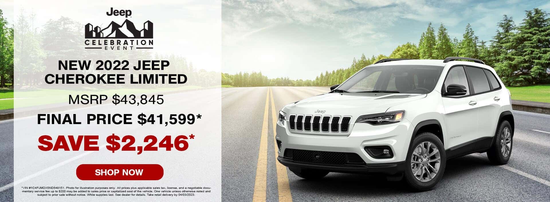 save 2246 on this 2022 jeep cherokee during the jeep celebration event