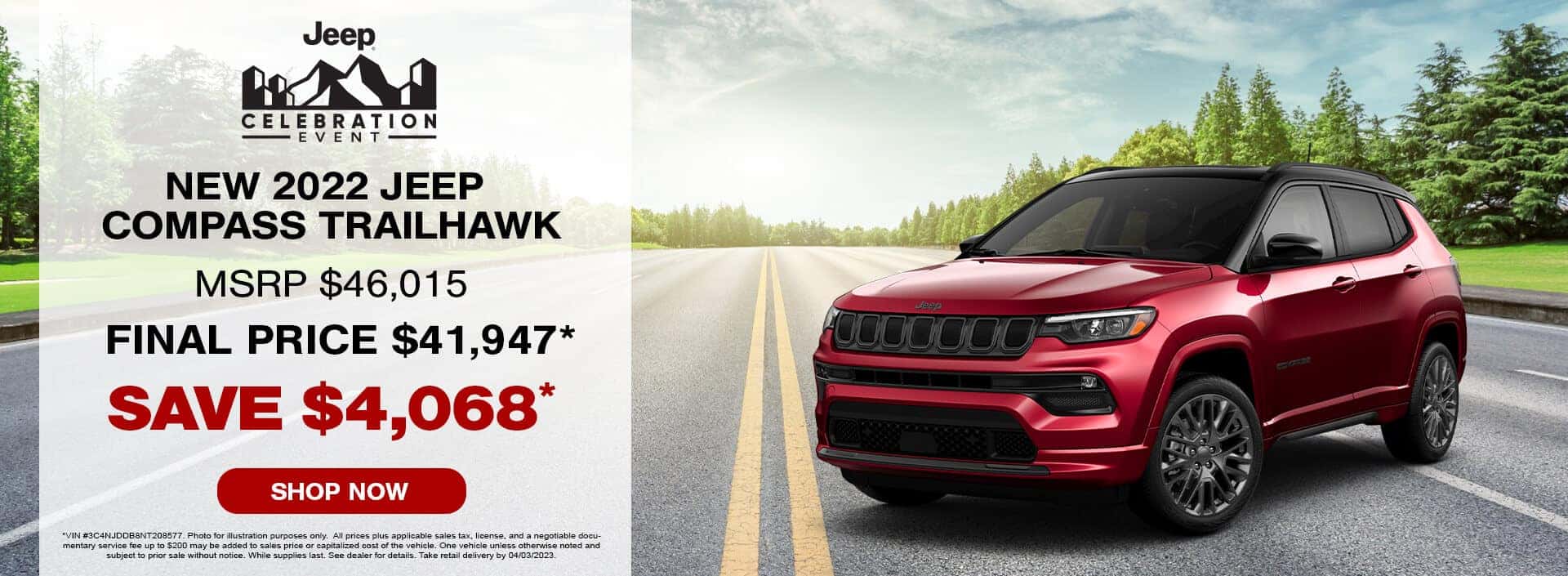 save 4068 on a new 2022 jeep compass trailhawk