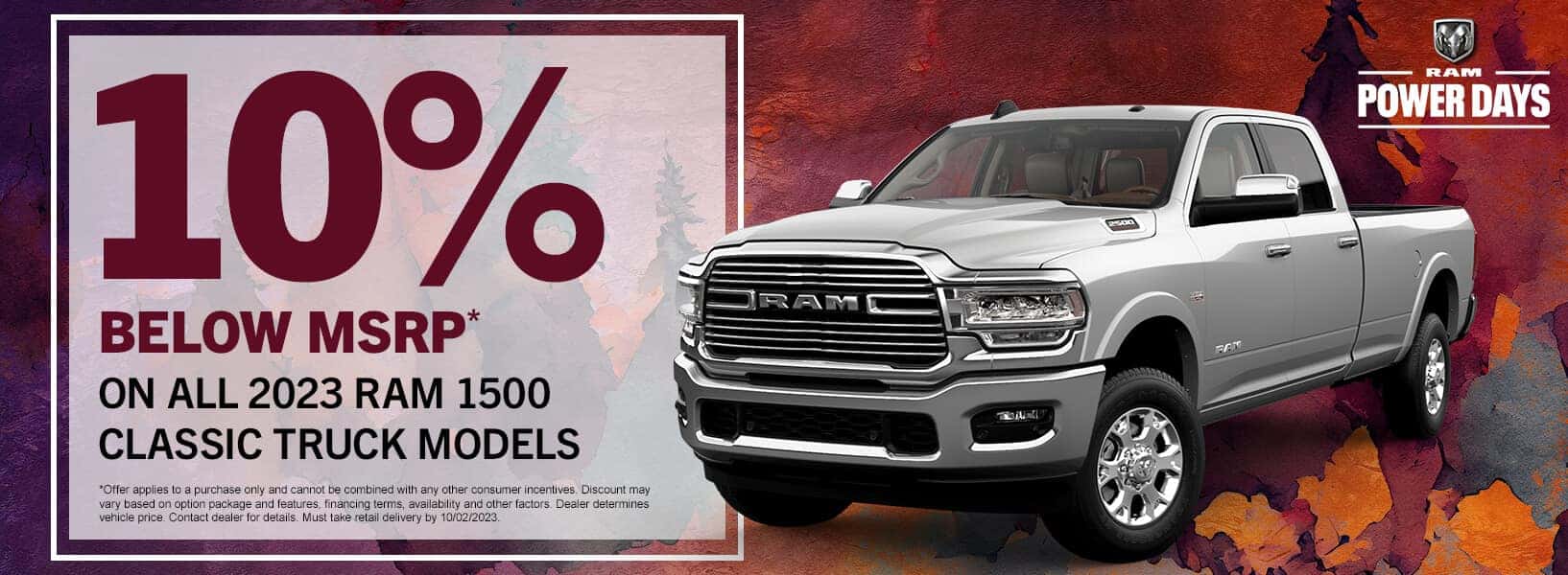 get 10 percent below msrp on select new ram trucks