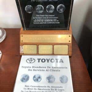 Toyota Standards of Excellence award for Prosperi Cumaná, C.A.