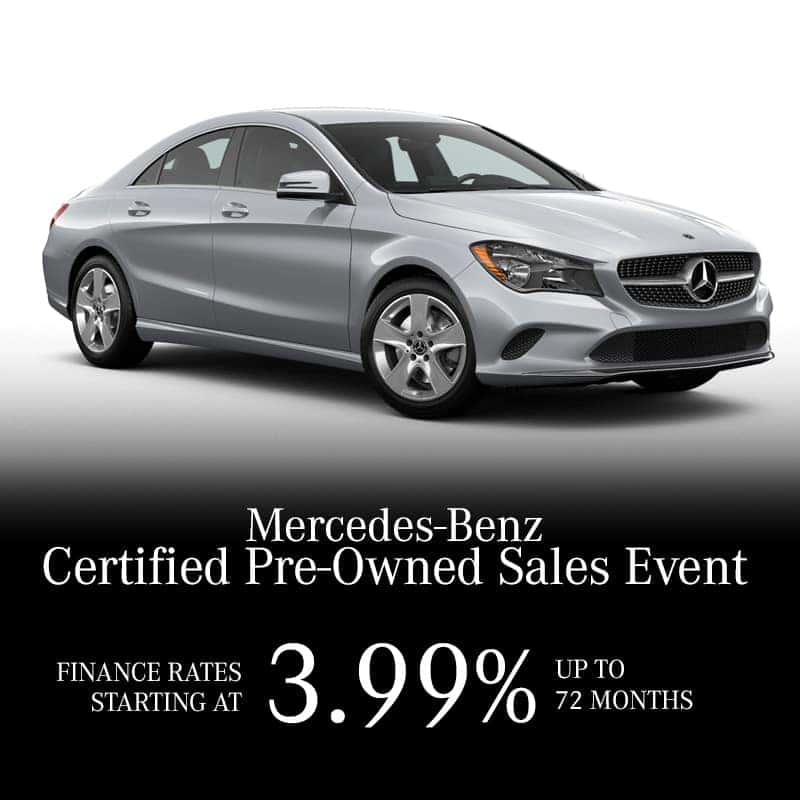 The Mercedes-Benz Certified Preowned Sales Event. Finance Rates Starting at 3.99%**