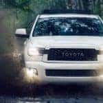 2020 Toyota Sequoia TRD Pro front view with headlights on