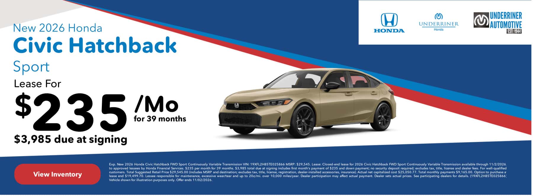 New 2026 Honda Civic Hatchback