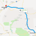 Map of directions to Sheridan, WY to Billings, MT